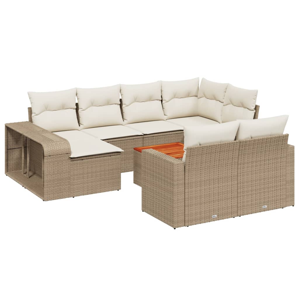 Hagesofagruppe med puter 11 deler beige polyrotting