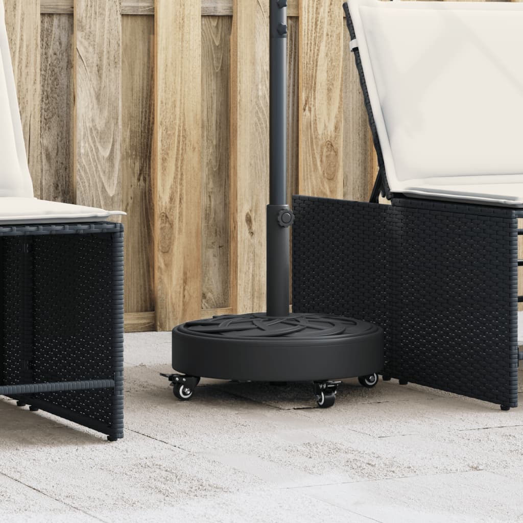 Parasollfot med hjul for Ø38 / 48 mm stenger 27 kg rund