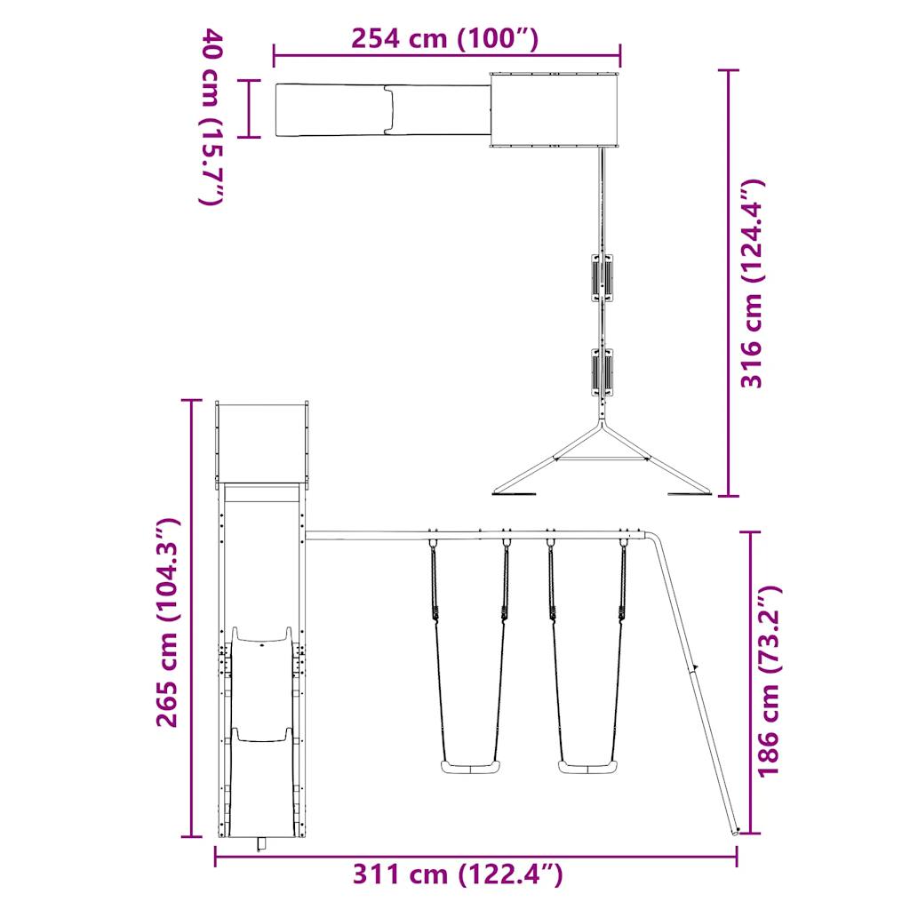 Utendørs lekesett impregnert furu