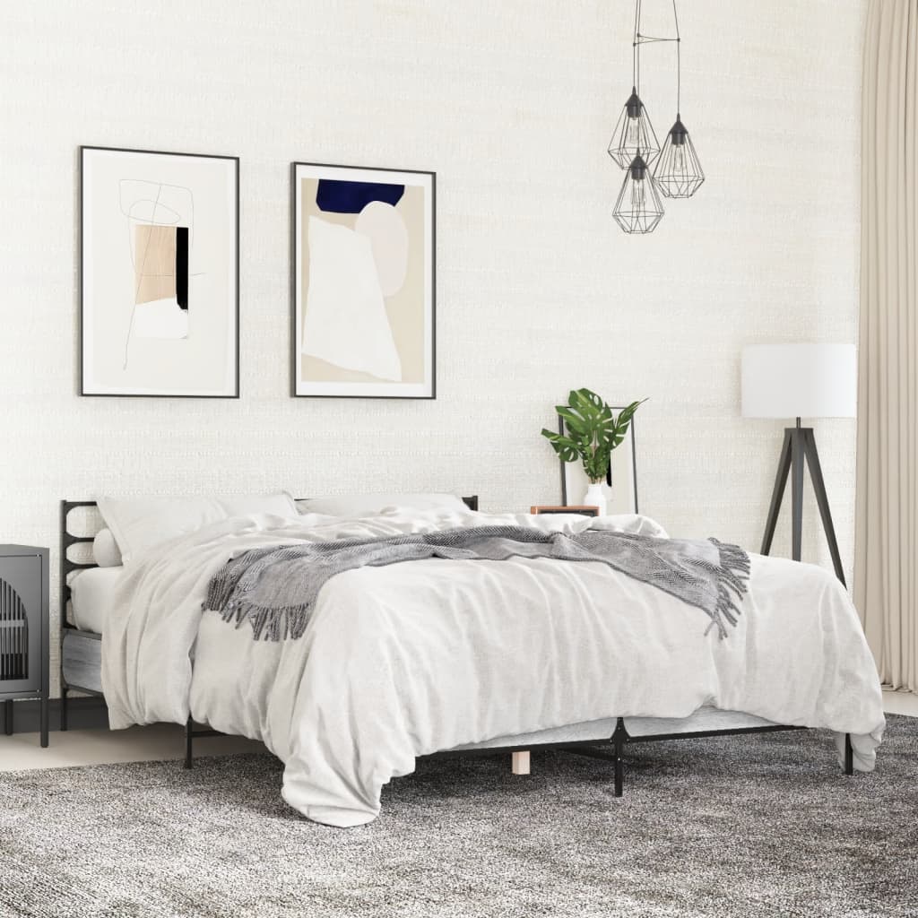 Sengeramme grå sonoma 140x190 cm konstruert tre og metall