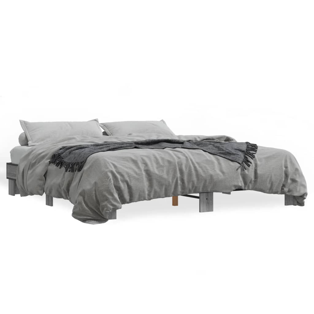 Sengeramme grå sonoma 200x200 cm konstruert tre og metall