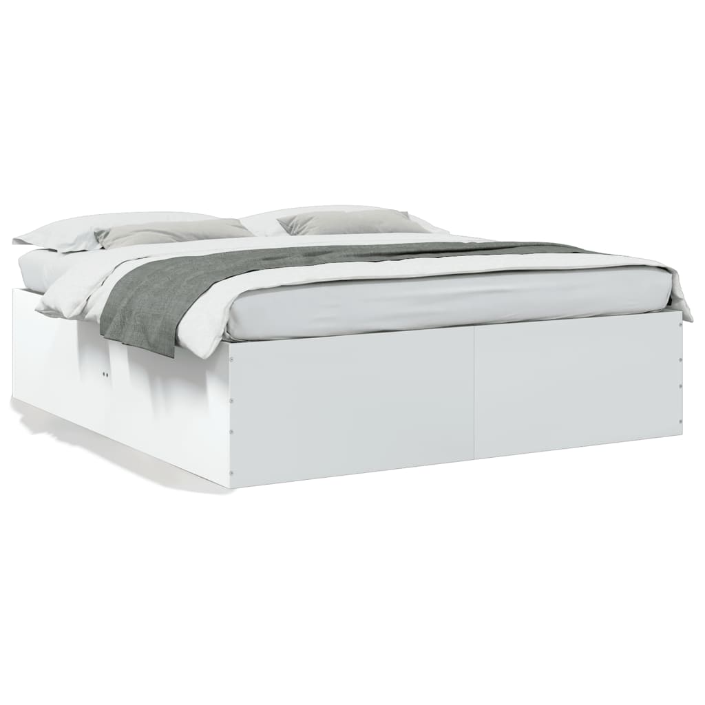 Sengeramme hvit 200x200 cm konstruert tre