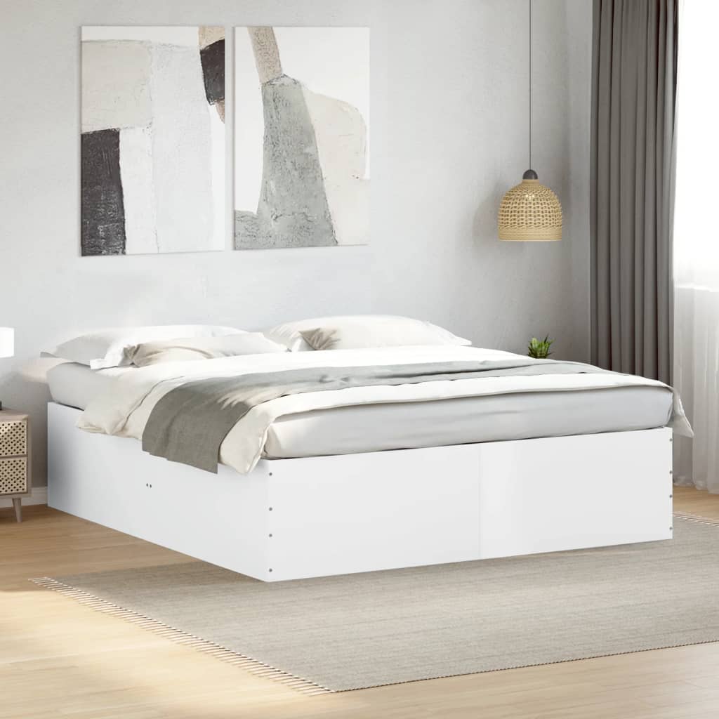 Sengeramme hvit 200x200 cm konstruert tre