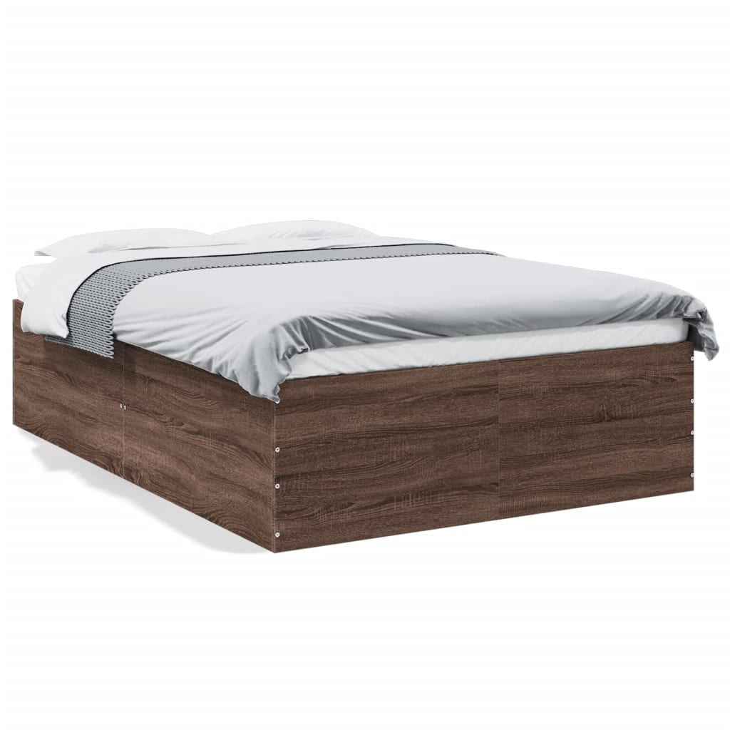 Sengeramme brun eik 135x190 cm konstruert tre