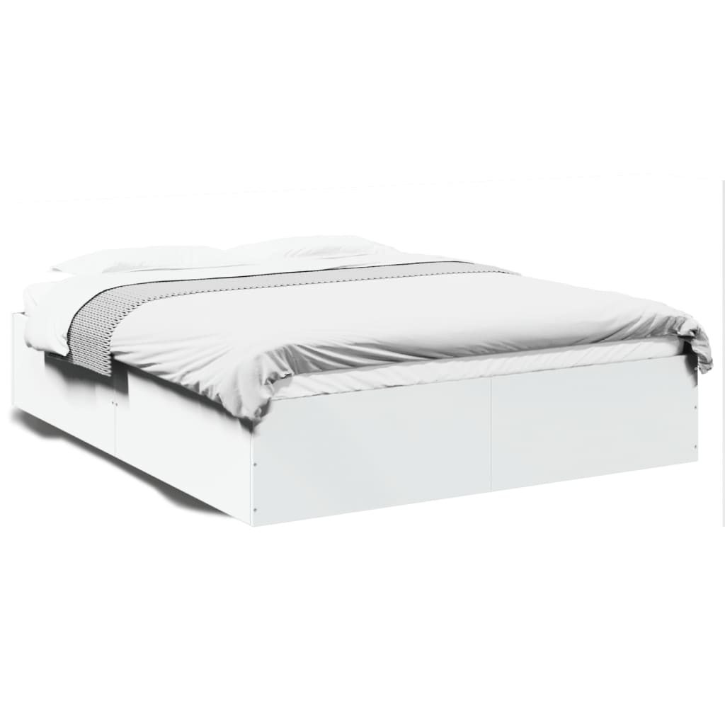 Sengeramme hvit 160x200 cm konstruert tre