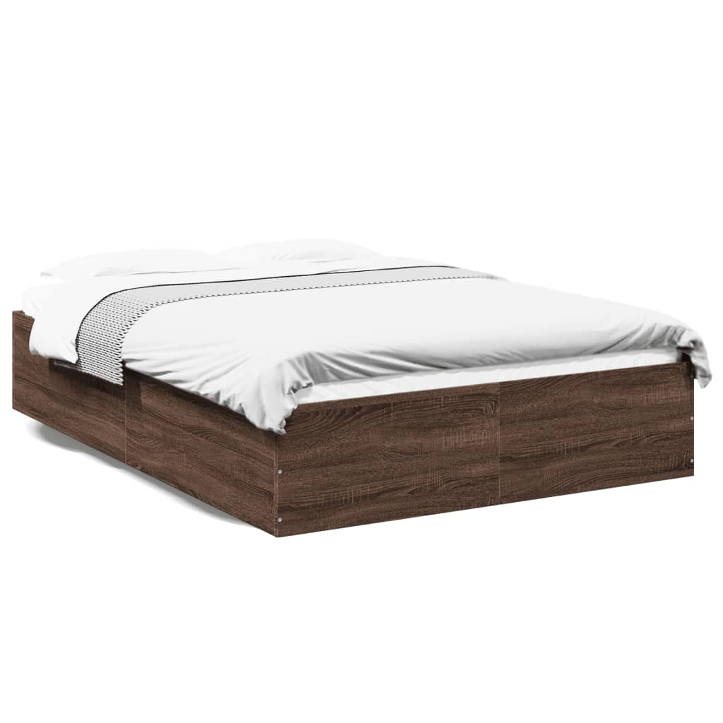 Sengeramme brun eik 135x190 cm konstruert tre