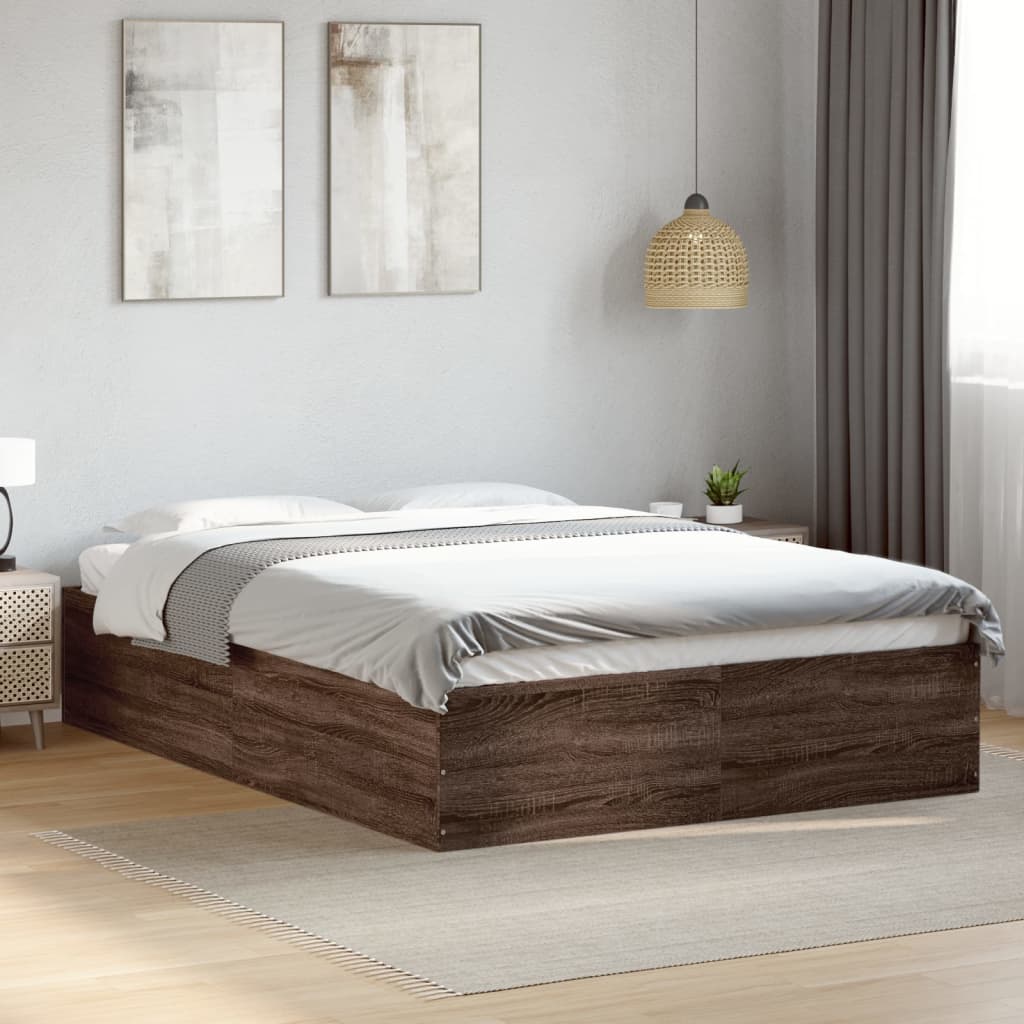 Sengeramme brun eik 135x190 cm konstruert tre