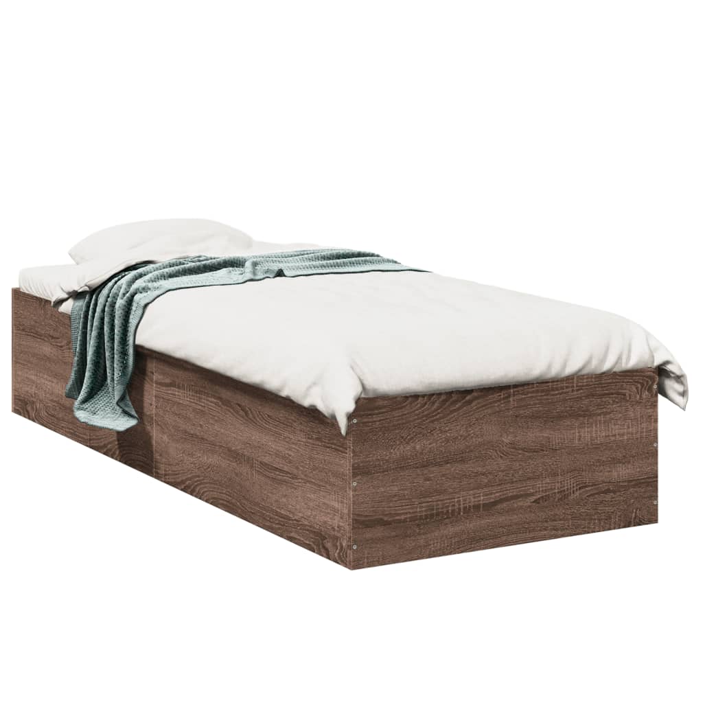 Sengeramme brun eik 100x200 cm konstruert tre