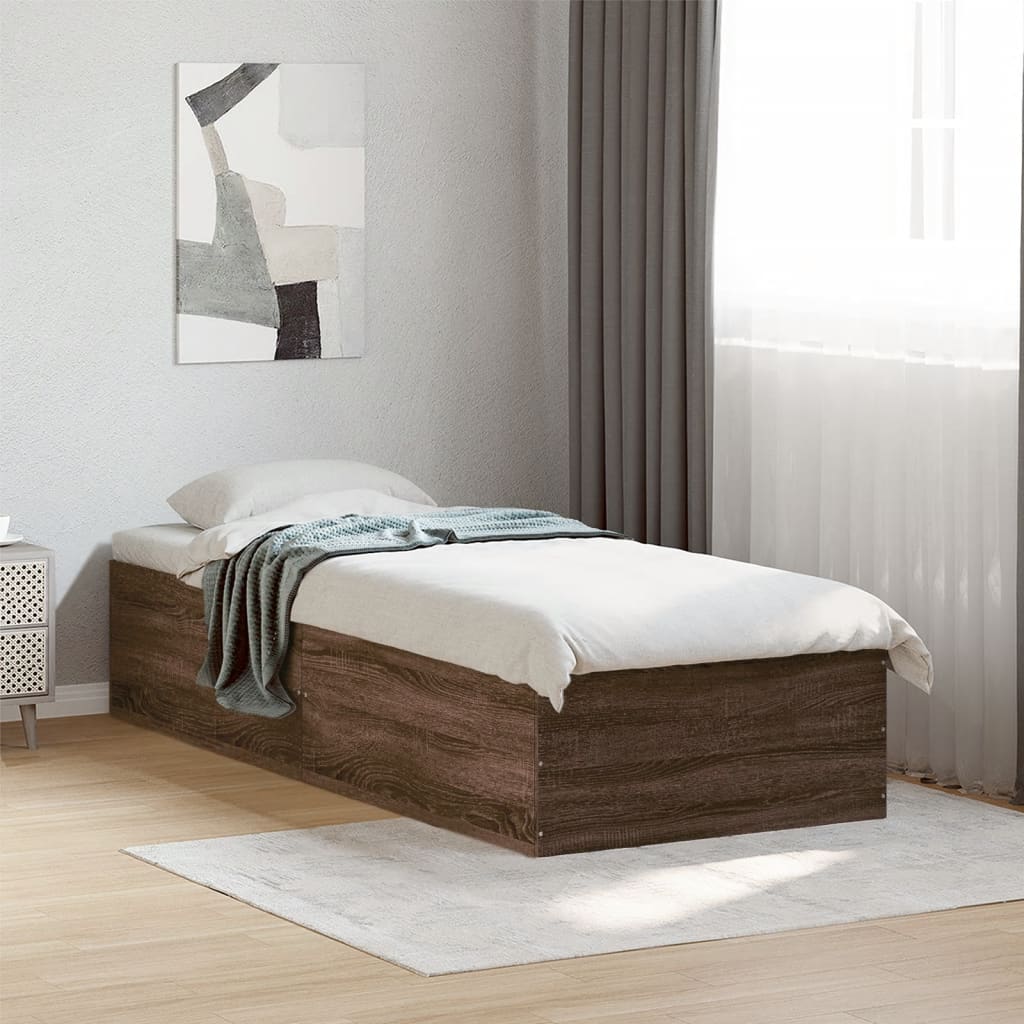 Sengeramme brun eik 100x200 cm konstruert tre
