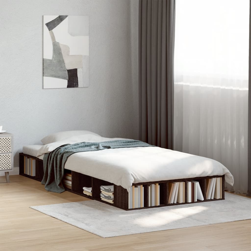 Sengeramme brun eik 100x200 cm konstruert tre