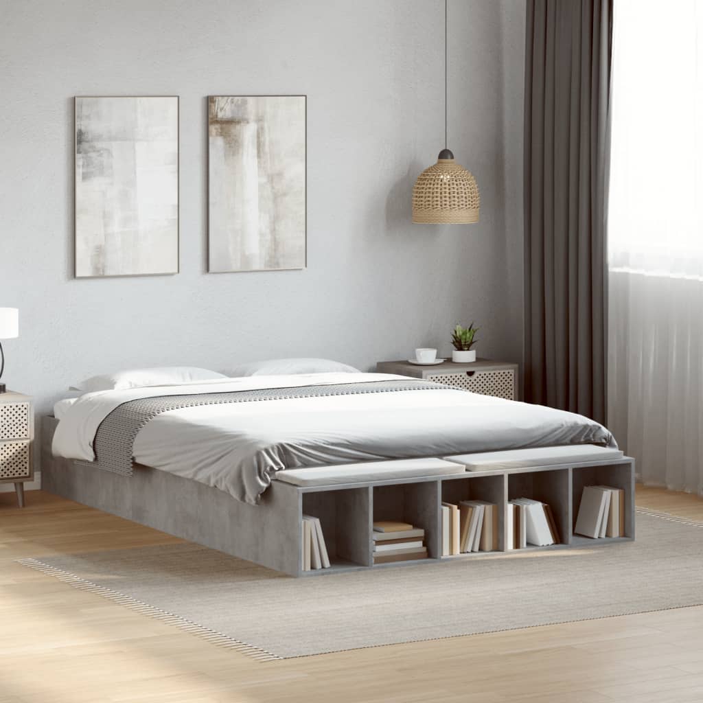 Sengeramme betonggrå 120x190 cm konstruert tre