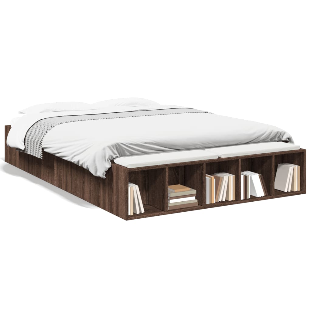 Sengeramme brun eik 120x190 cm konstruert tre
