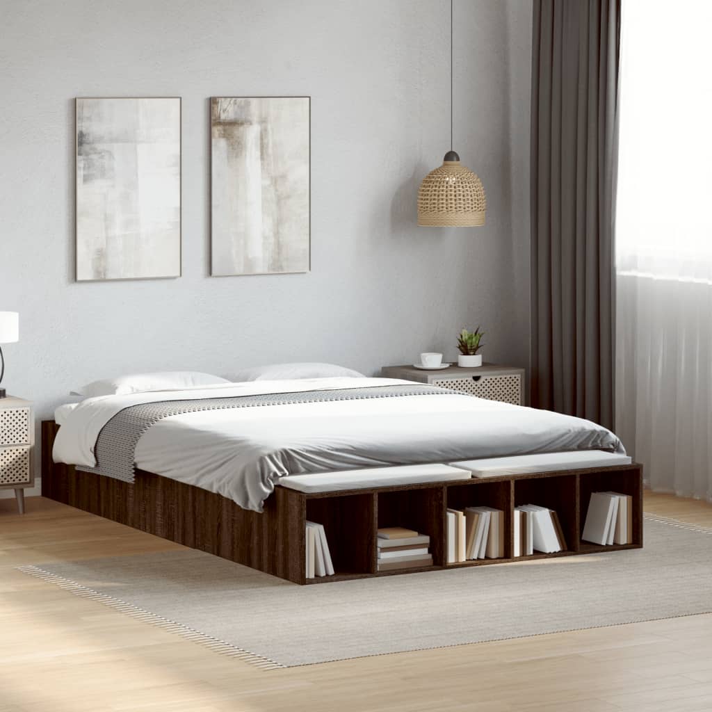 Sengeramme brun eik 120x190 cm konstruert tre
