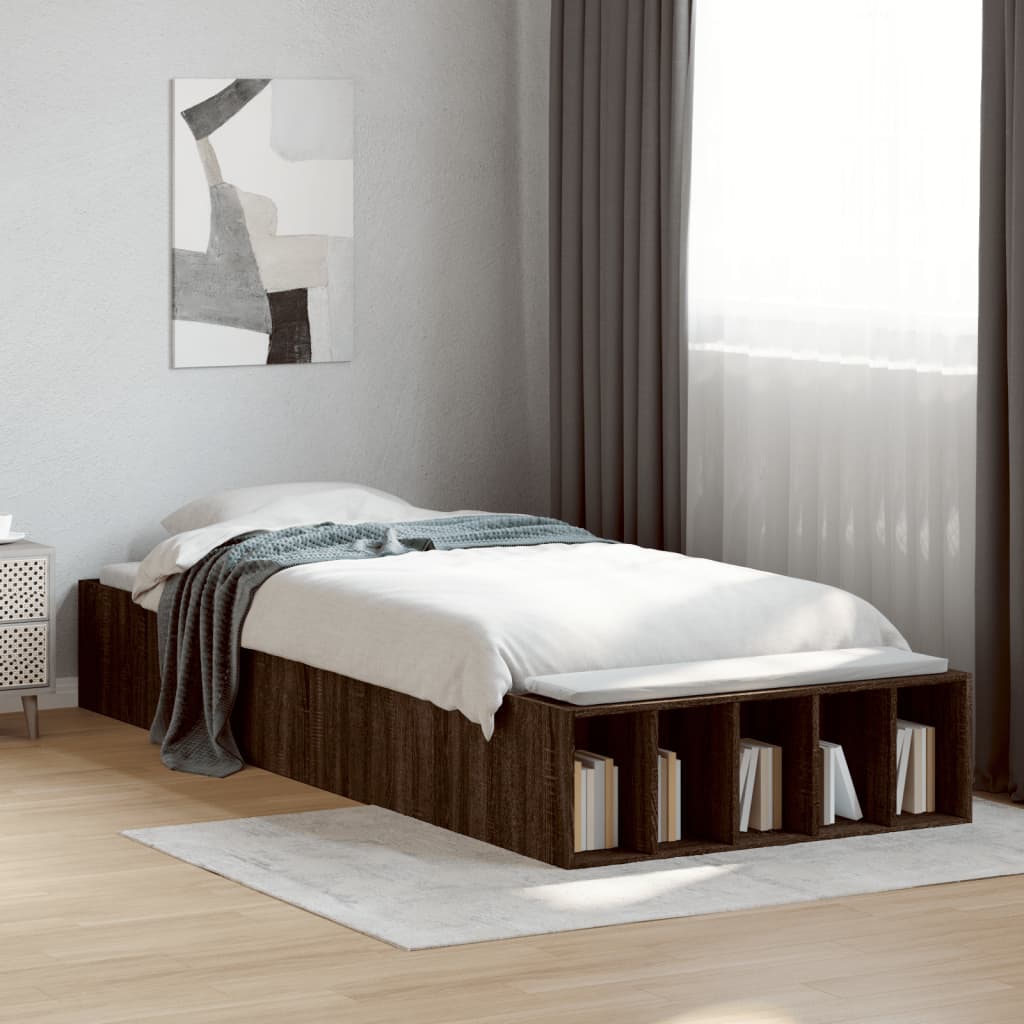 Sengeramme brun eik 90x200 cm konstruert tre