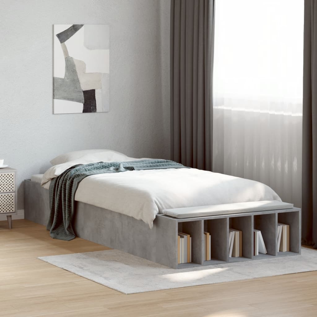 Sengeramme betonggrå 90x190 cm konstruert tre