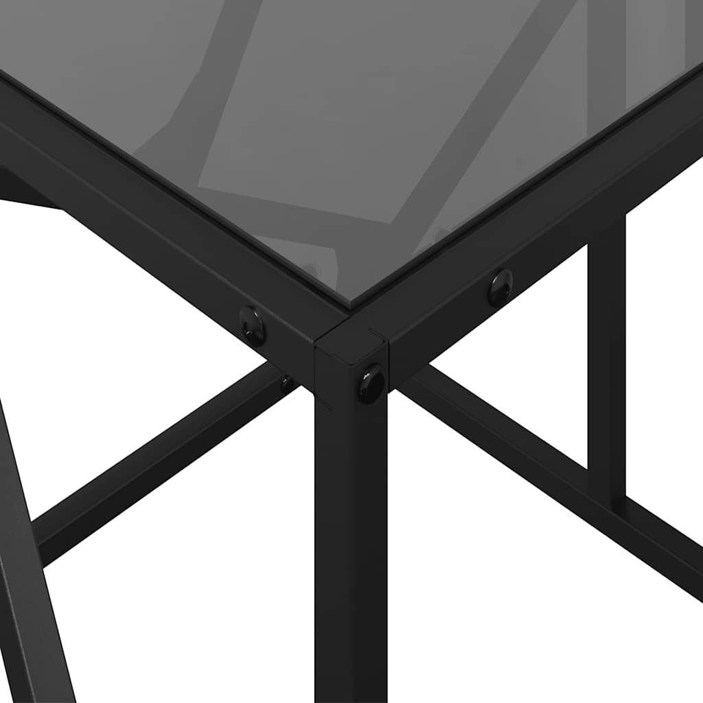 Salongbord med svart glassplate 78,5x40x41 cm stål