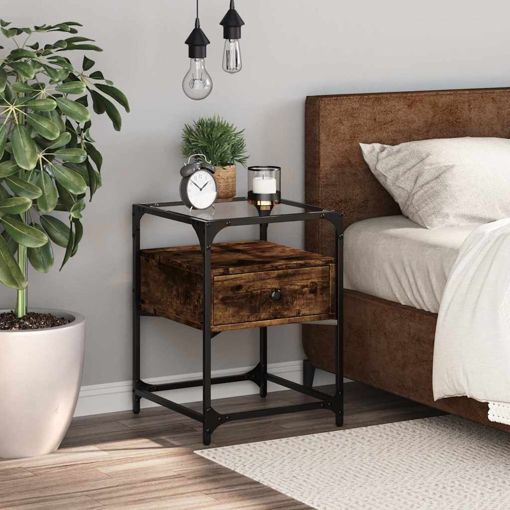 Nattbord røkt eik 40x40x55 cm konstruert tre