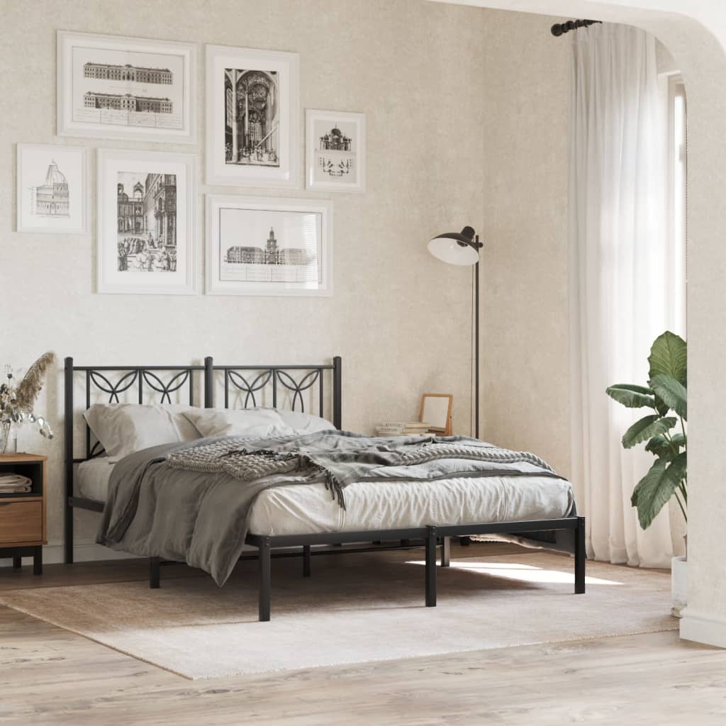 Sengeramme i metall med hodegavl svart 140x190 cm