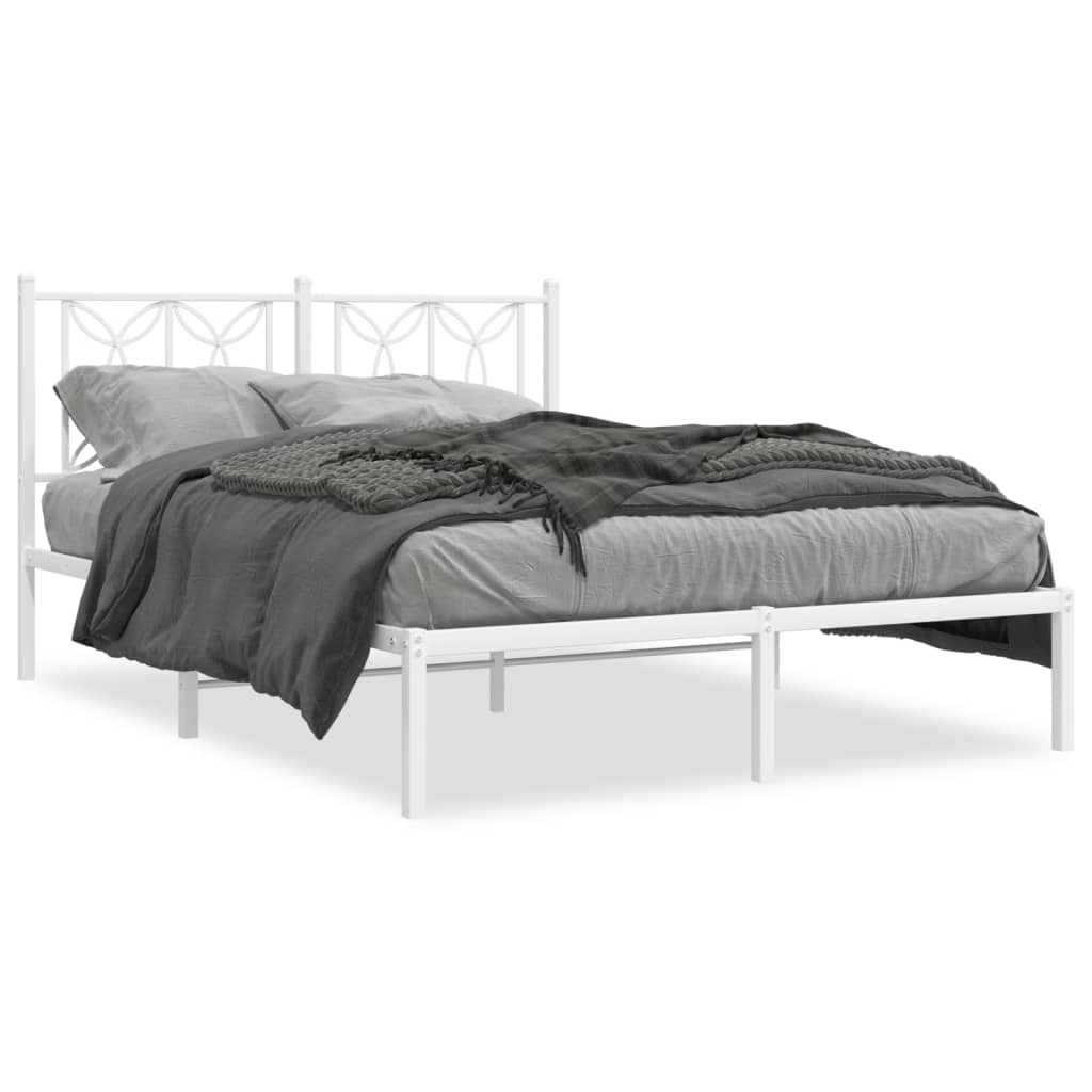 Sengeramme i metall med hodegavl hvit 135x190 cm