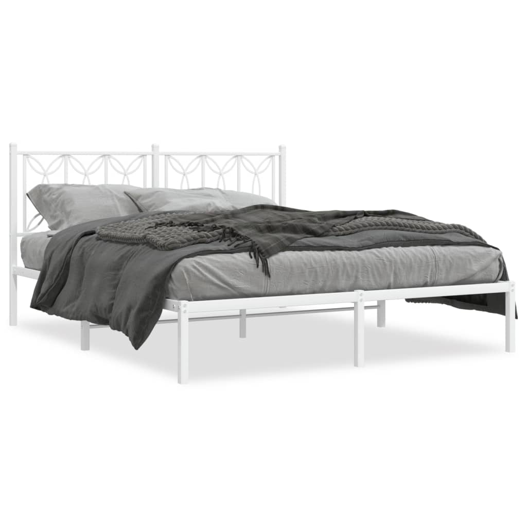 Sengeramme i metall med sengegavl hvit 160x200 cm