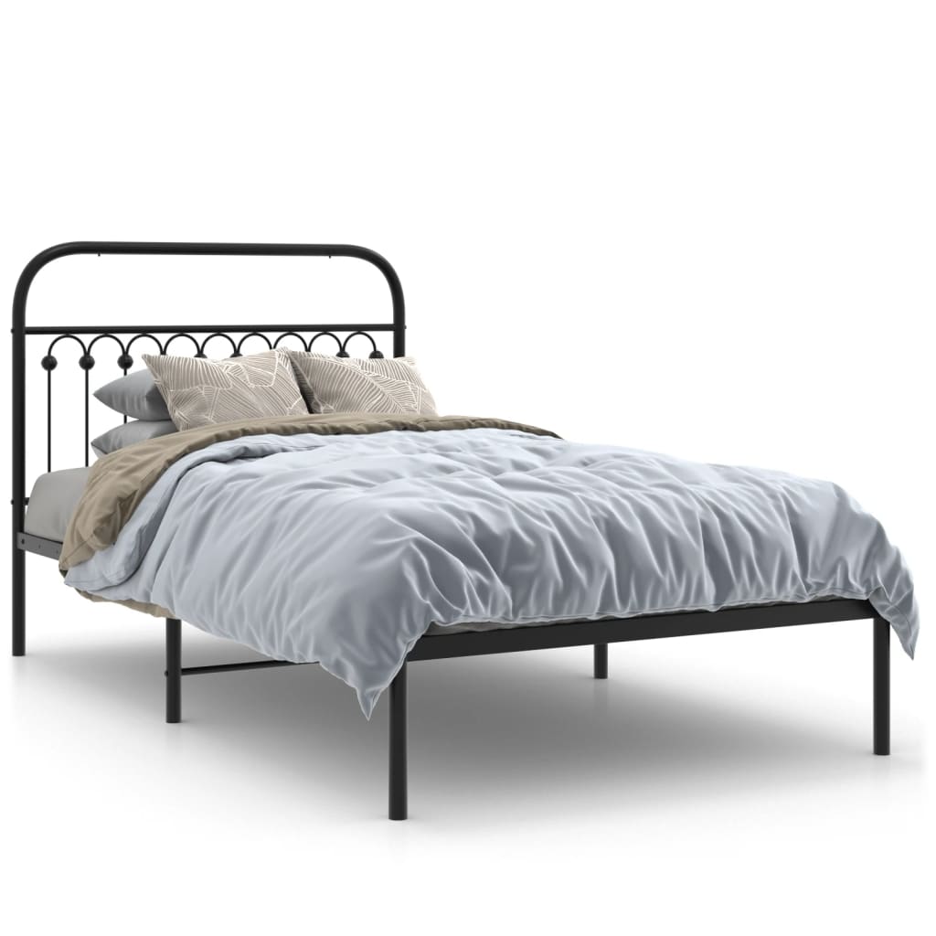 Sengeramme i metall med hodegavl svart 107x203 cm