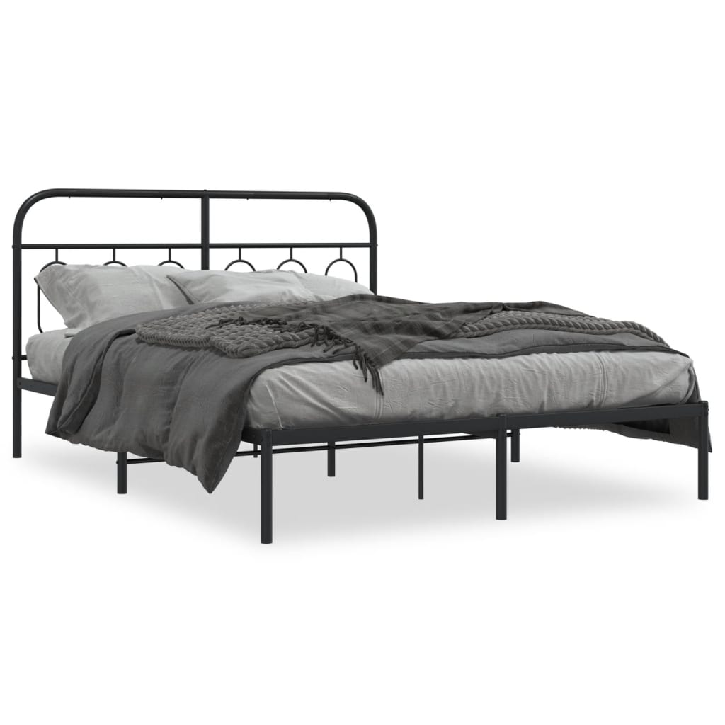 Sengeramme i metall med hodegavl svart 140x190 cm