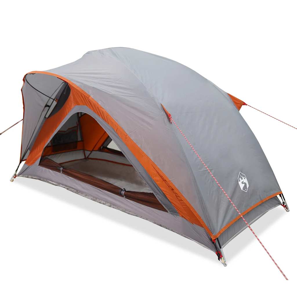 Campingtelt 1 person grå og oransje vanntett