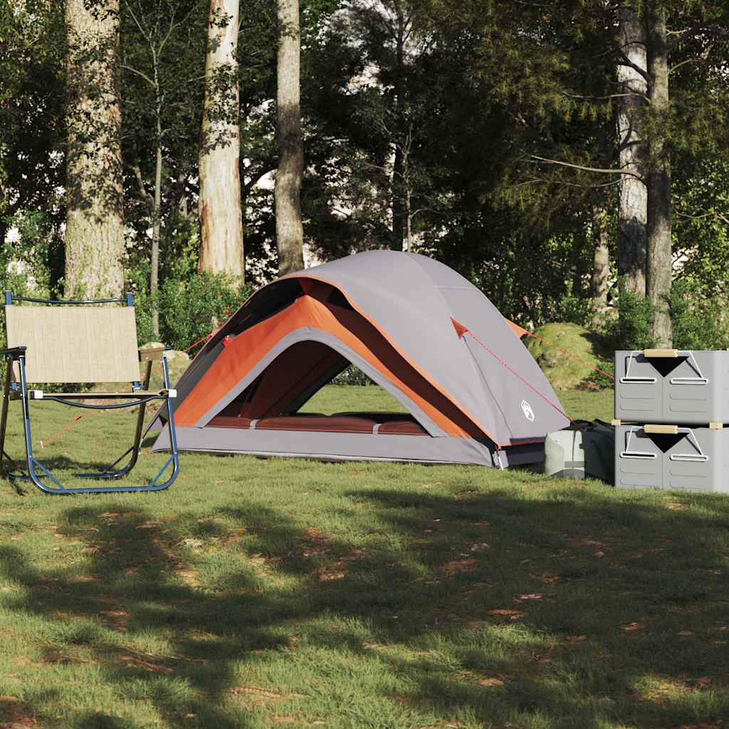 Campingtelt 1 person grå og oransje vanntett