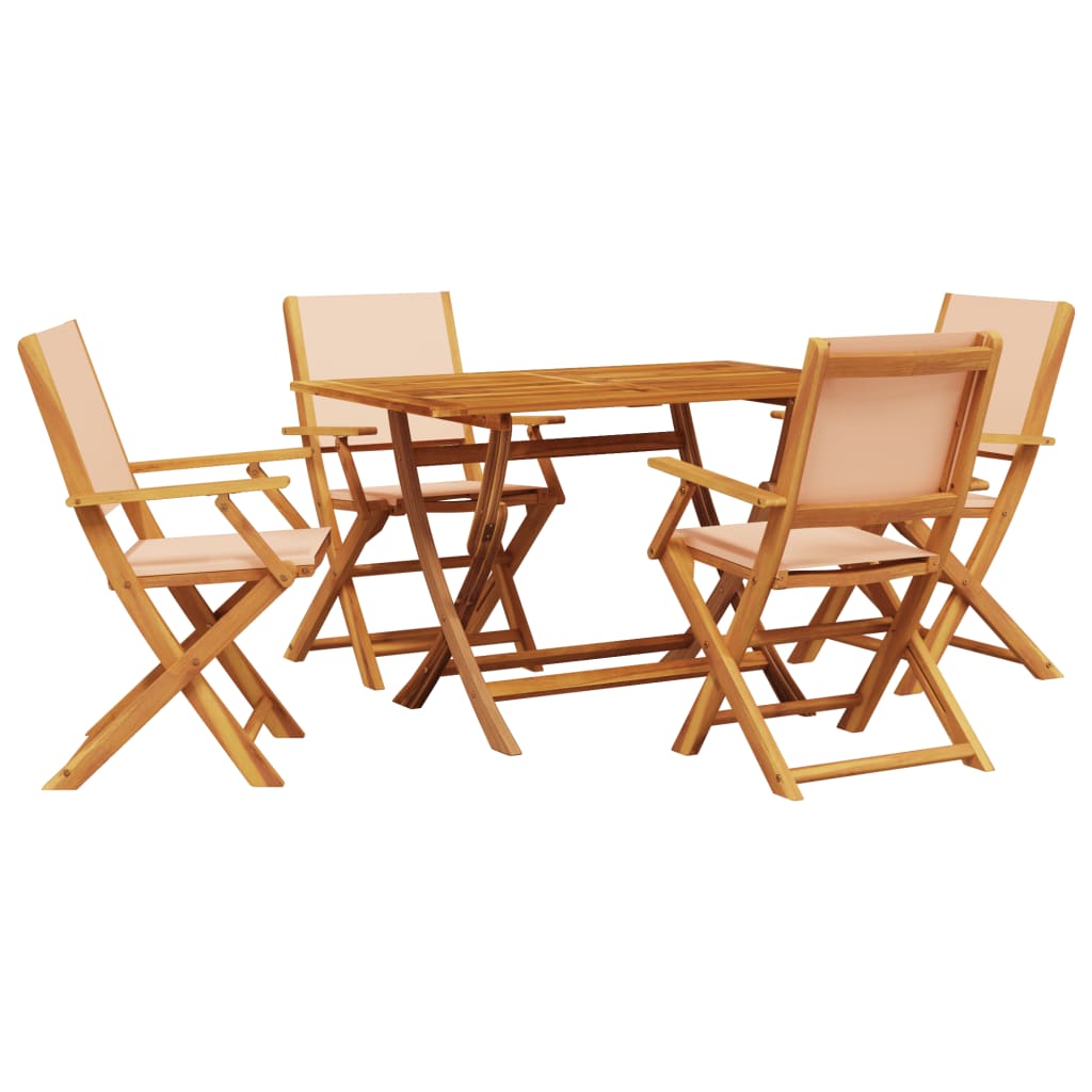Hagespisegruppe 5 deler beige stoff og heltre