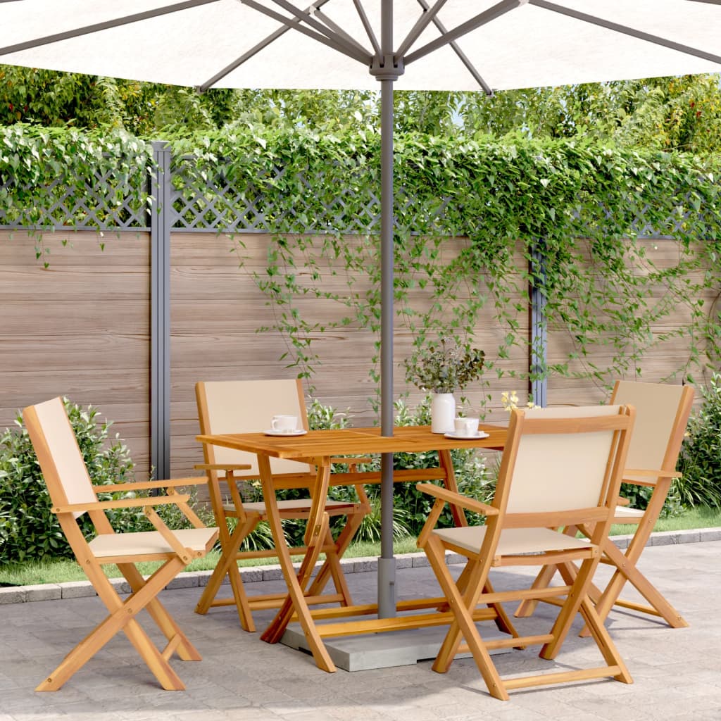 Hagespisegruppe 5 deler beige stoff og heltre