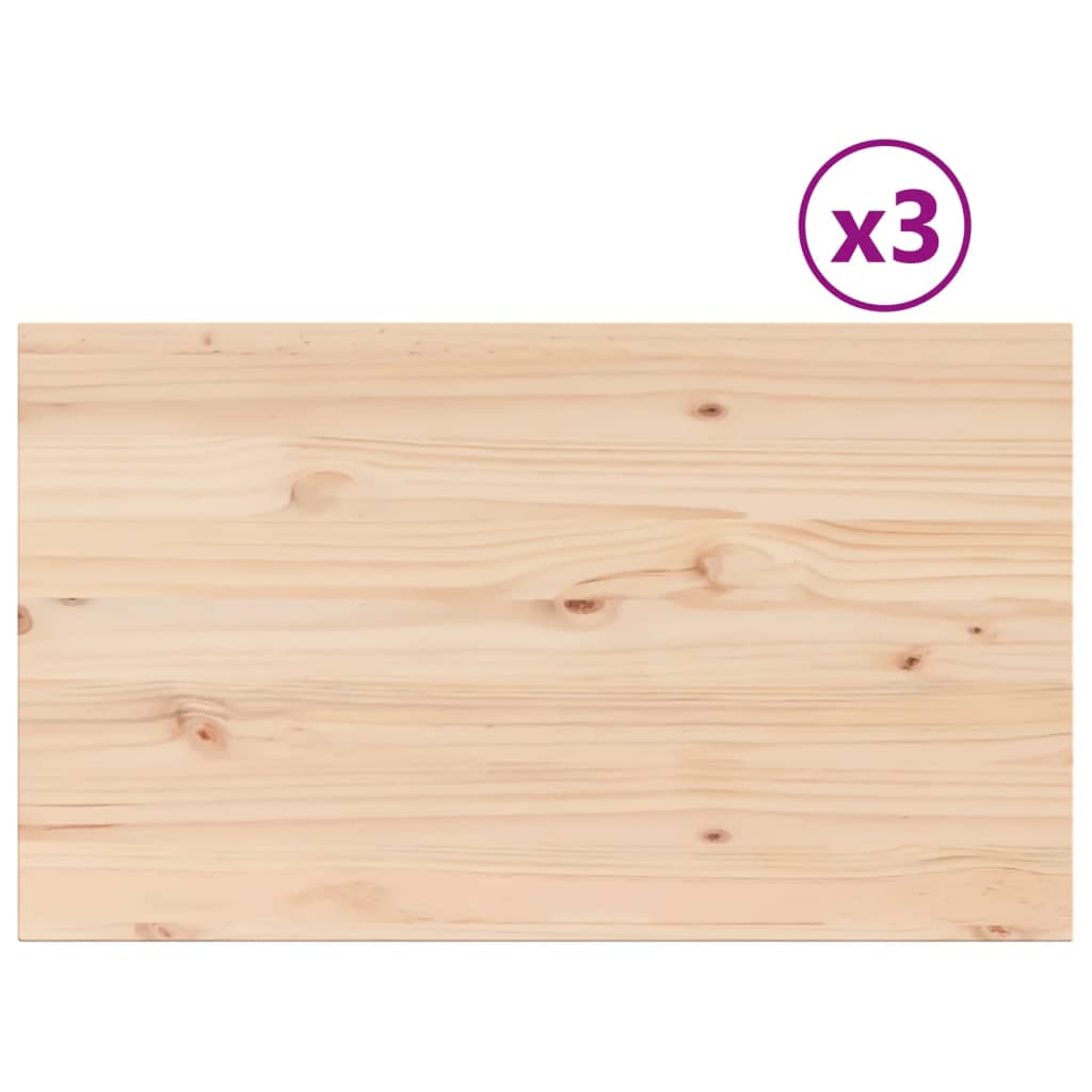 Bordplater 3 stk 80x47x2,5 cm rektangulær heltre furu