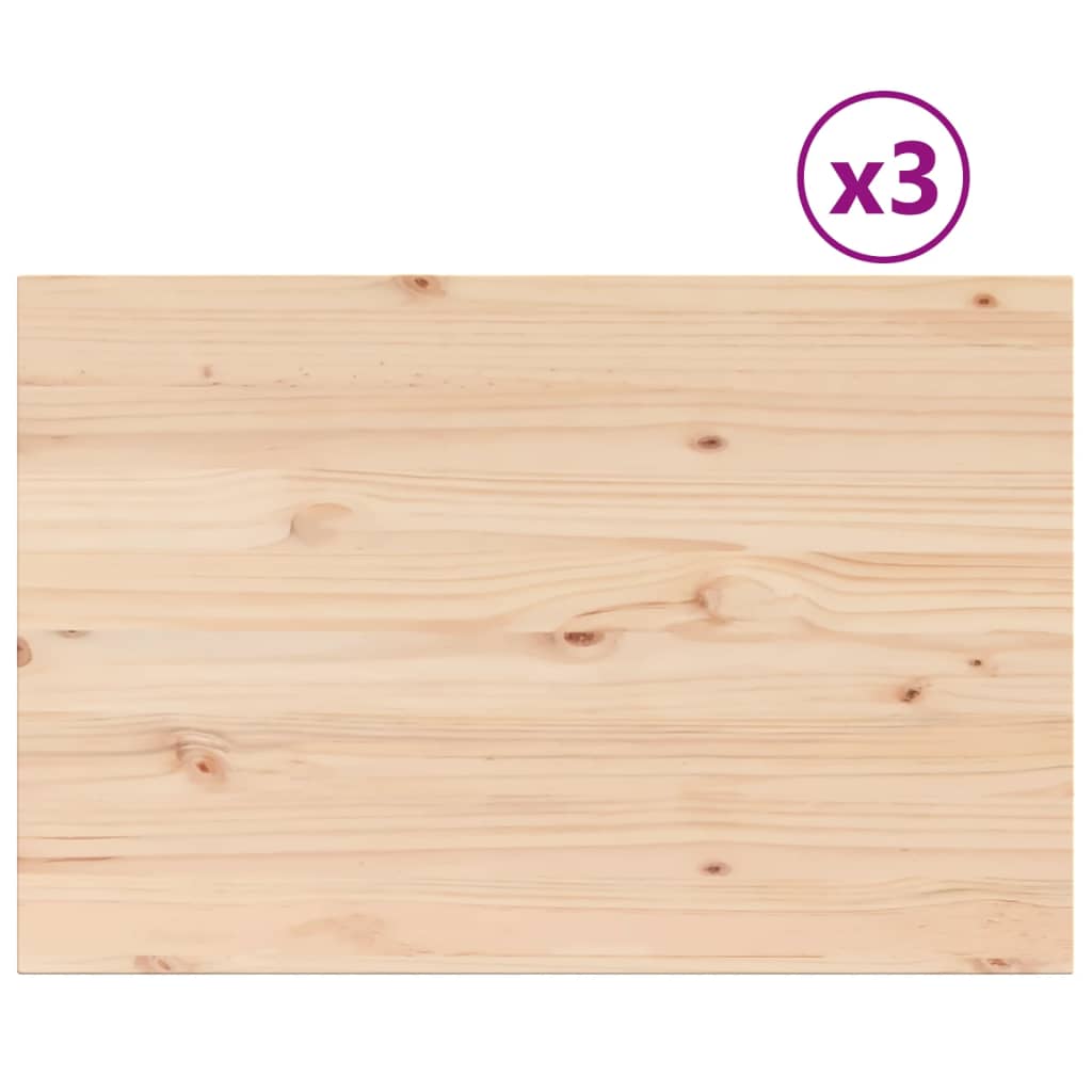 Bordplater 3 stk 80x53x2,5 cm rektangulær heltre furu