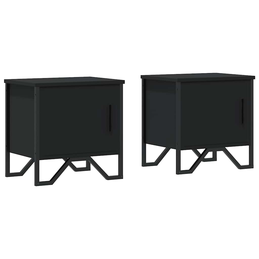 Nattbord 2 stk svart 40x30x40 cm sponplate