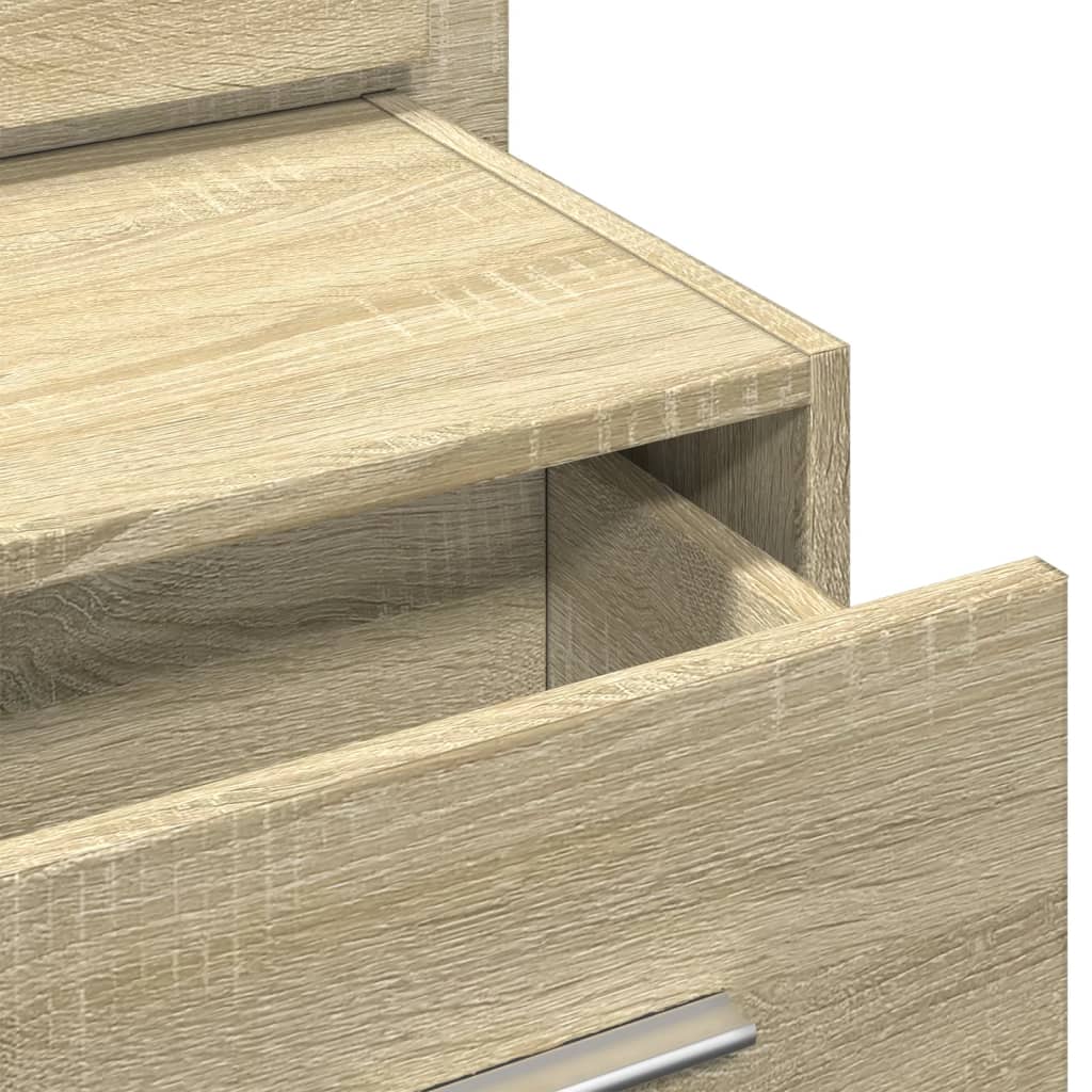 Vegghengt nattbord med LED-lys sonoma eik