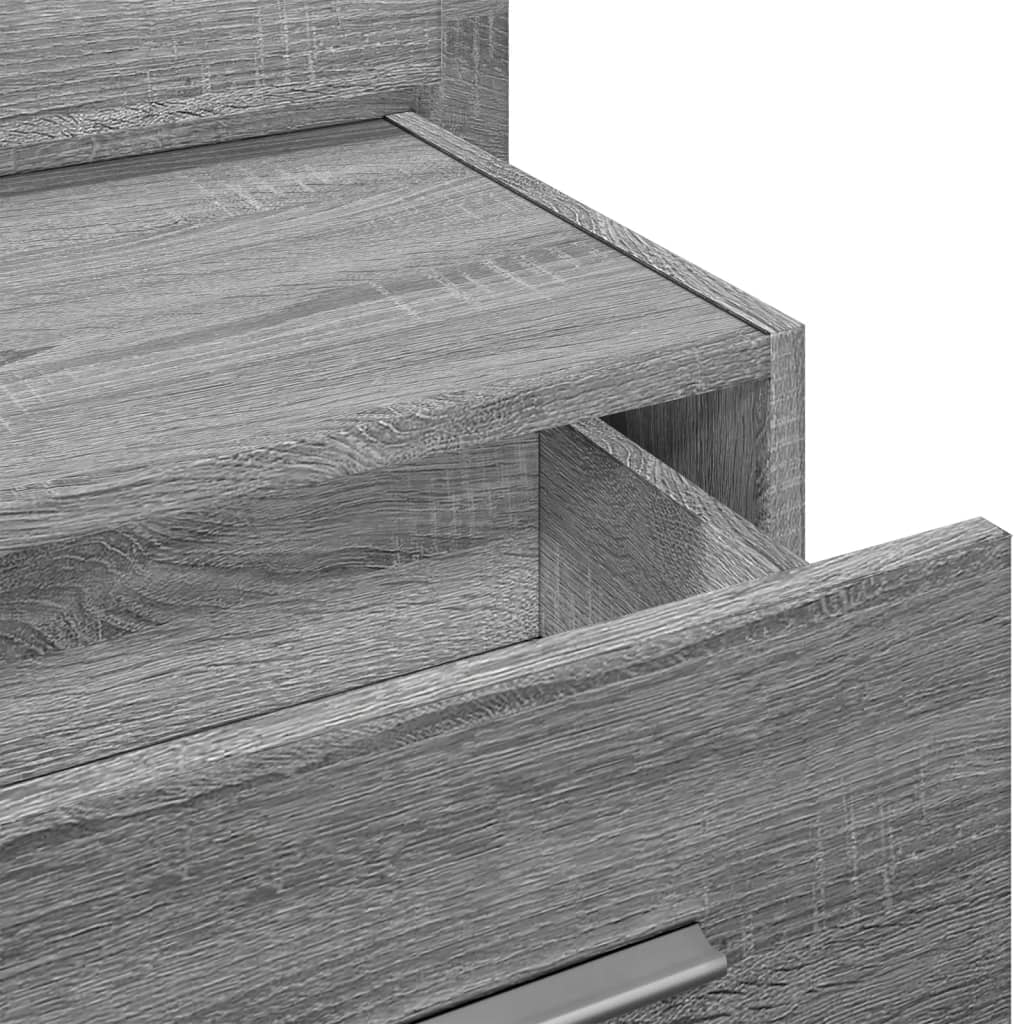 Vegghengt nattbord med LED-lys grå sonoma