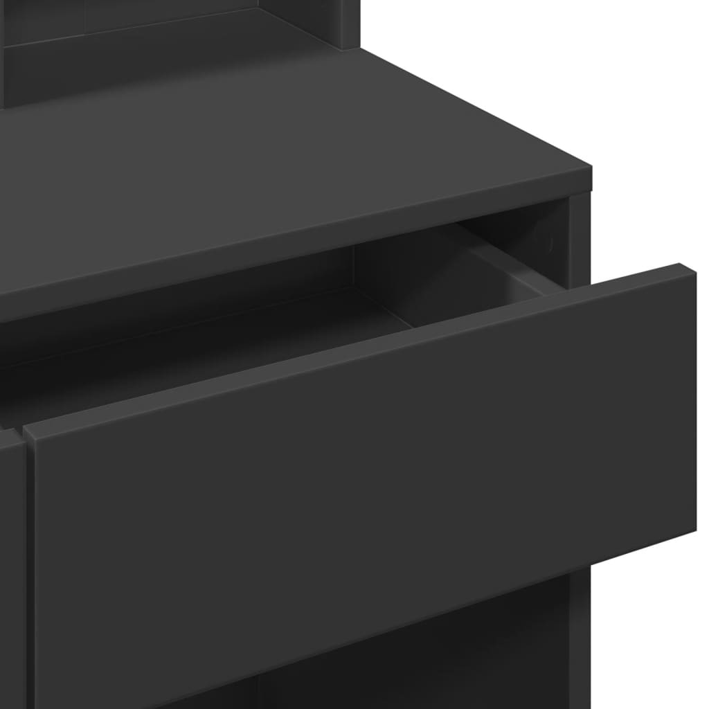 Sminkebord med LED svart 80x41x144,5 cm