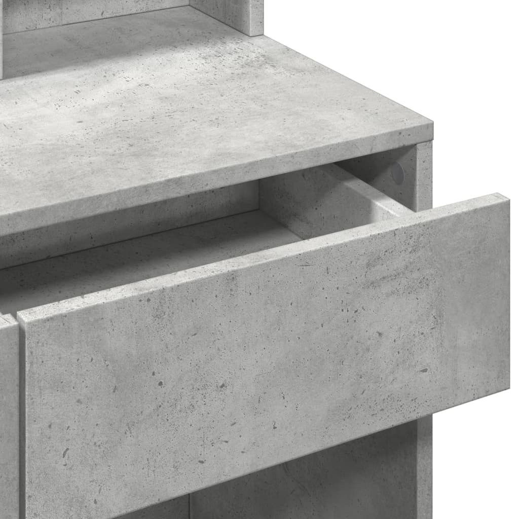 Sminkebord med LED betonggrå 80x41x144,5 cm