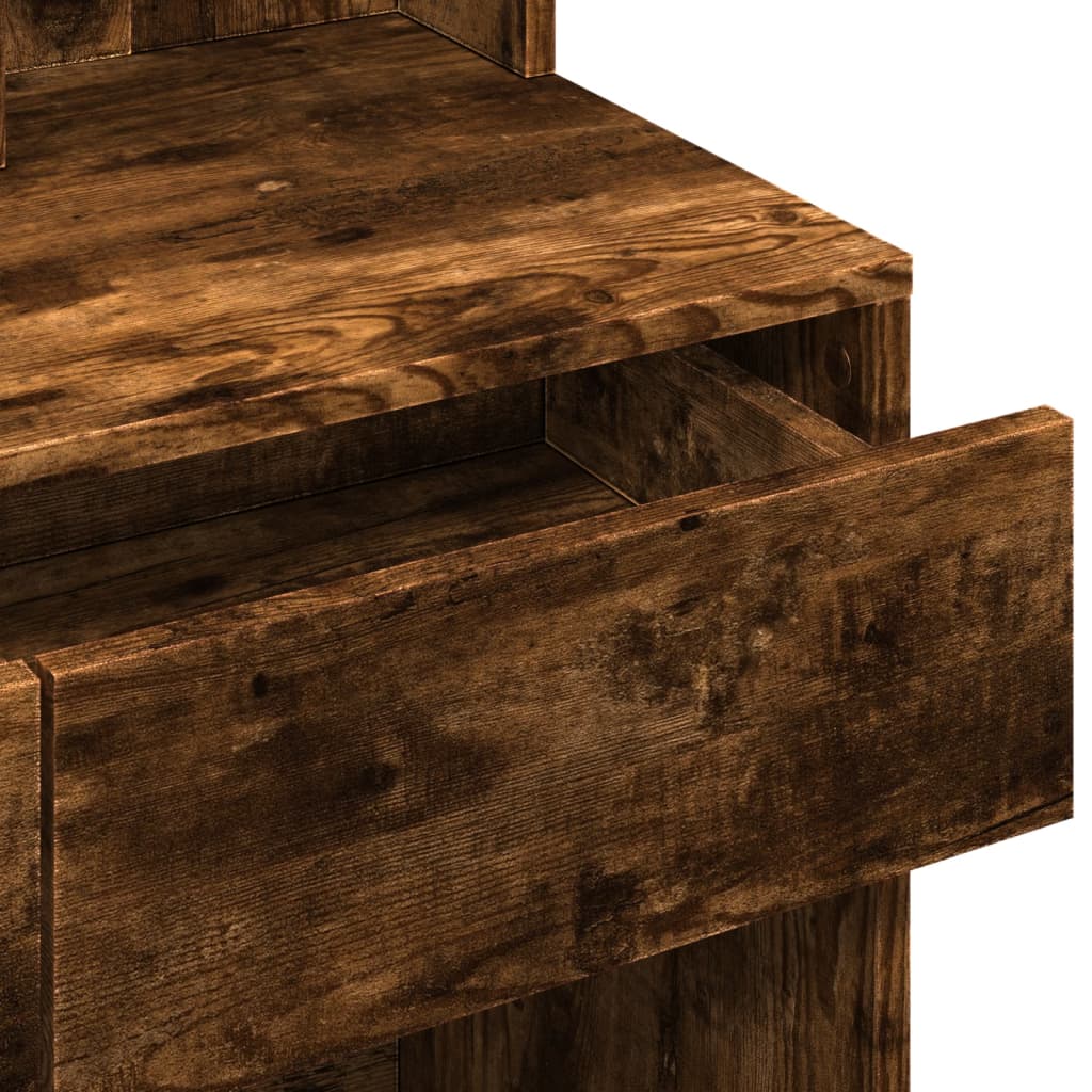 Sminkebord med LED røkt eik 80x41x144,5 cm