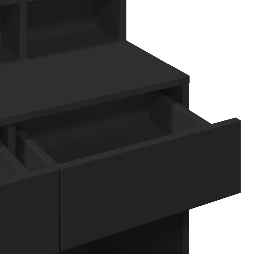 Sminkebord med LED svart 80x41x134,5 cm