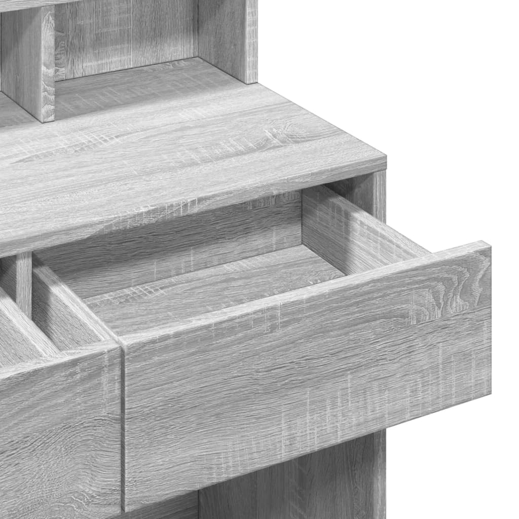 Sminkebord med LED grå sonoma 80x41x134,5 cm