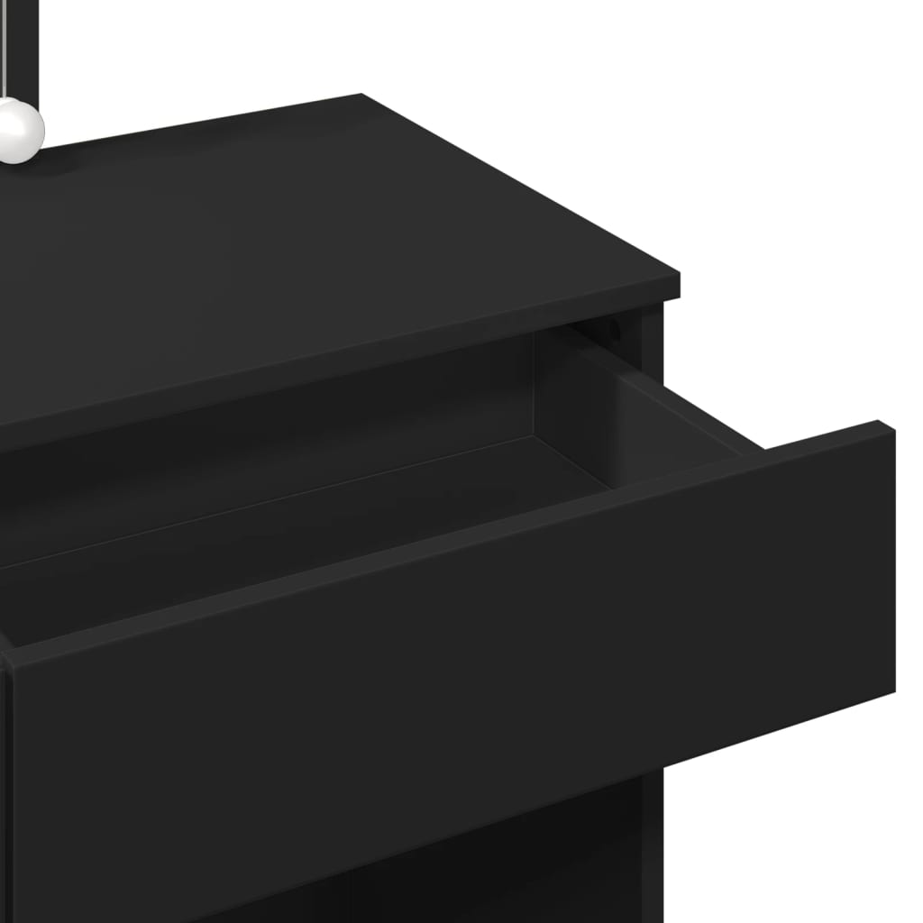 Sminkebord med LED svart 100x40x130 cm