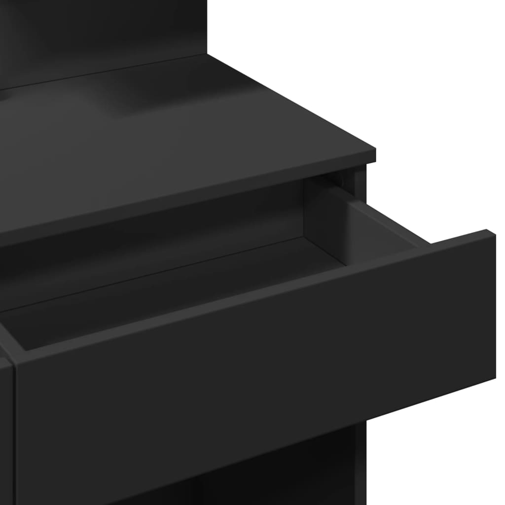 Sminkebord med LED svart 100x40x130 cm