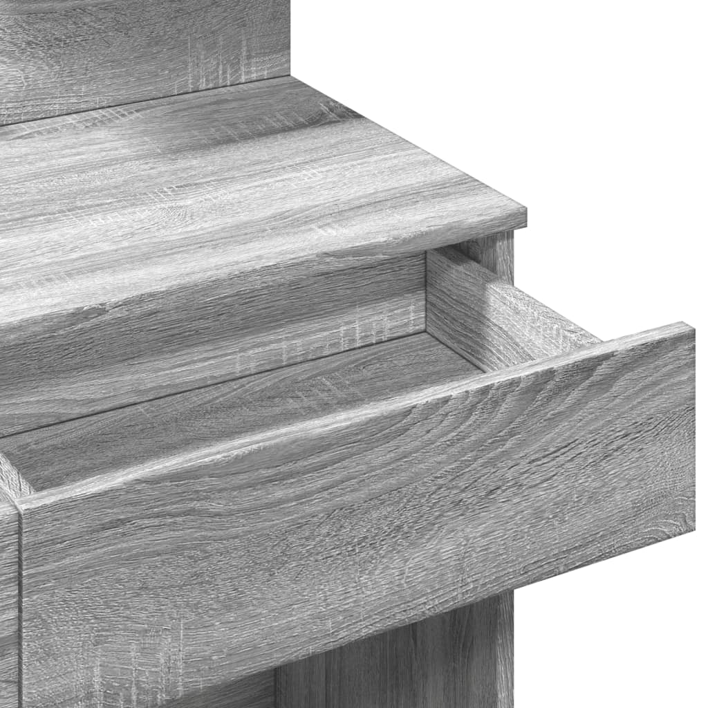 Sminkebord med LED grå sonoma 100x40x130 cm