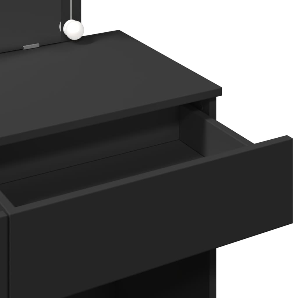 Sminkebord med LED svart 100x40x120 cm