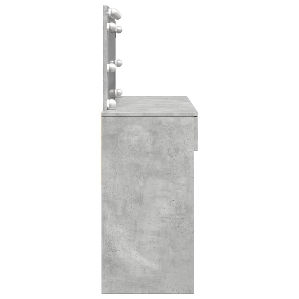 Sminkebord med LED betonggrå 100x40x120 cm