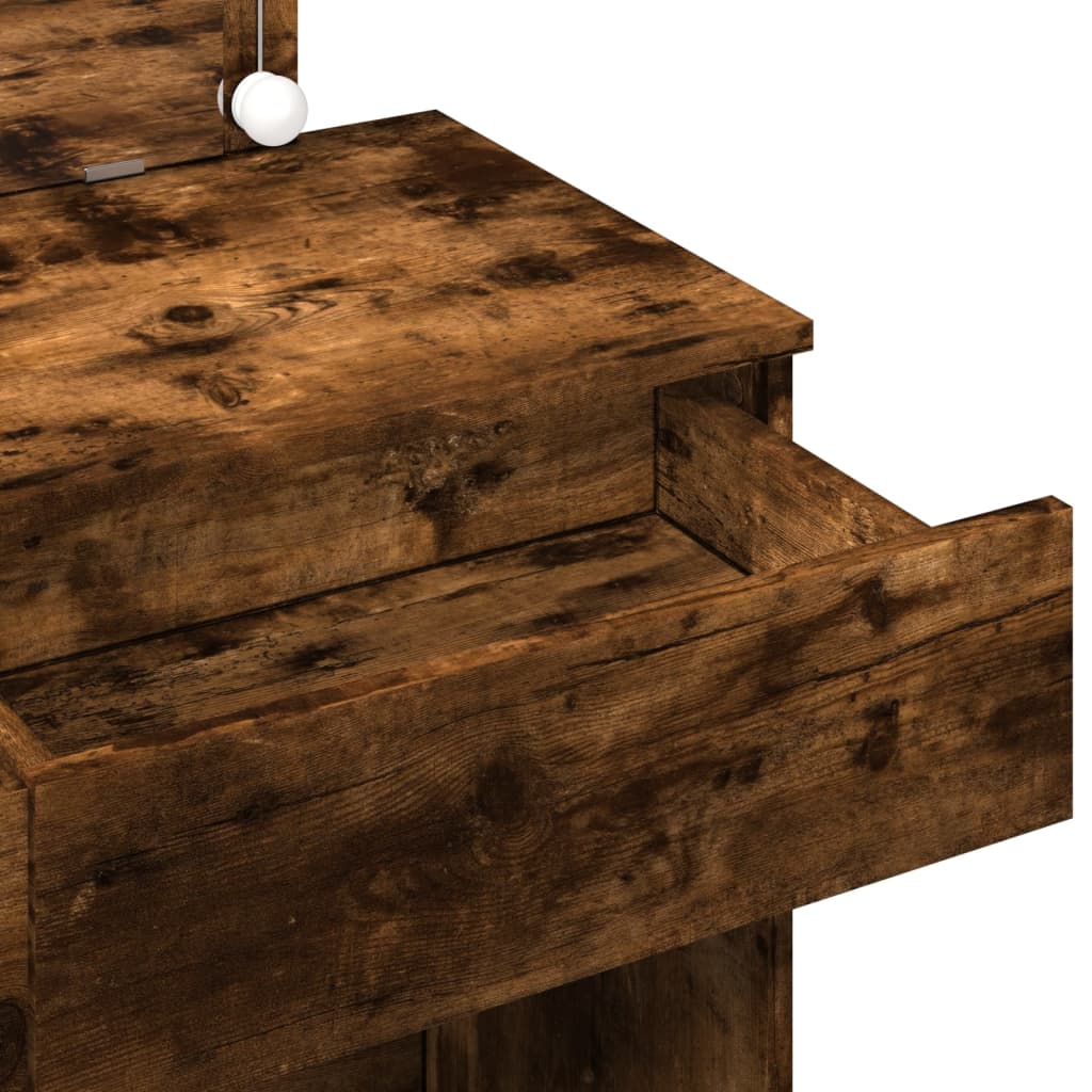 Sminkebord med LED røkt eik 100x40x120 cm