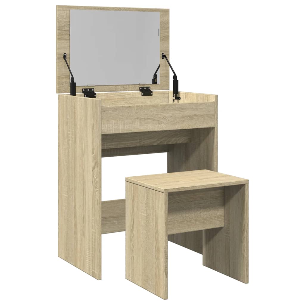 Sminkebord med krakk sonoma eik 60x40x113,5 cm