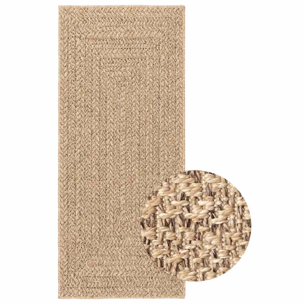 Teppe ZIZUR beige 80x200 cm jute-utseende innendørs og utendørs