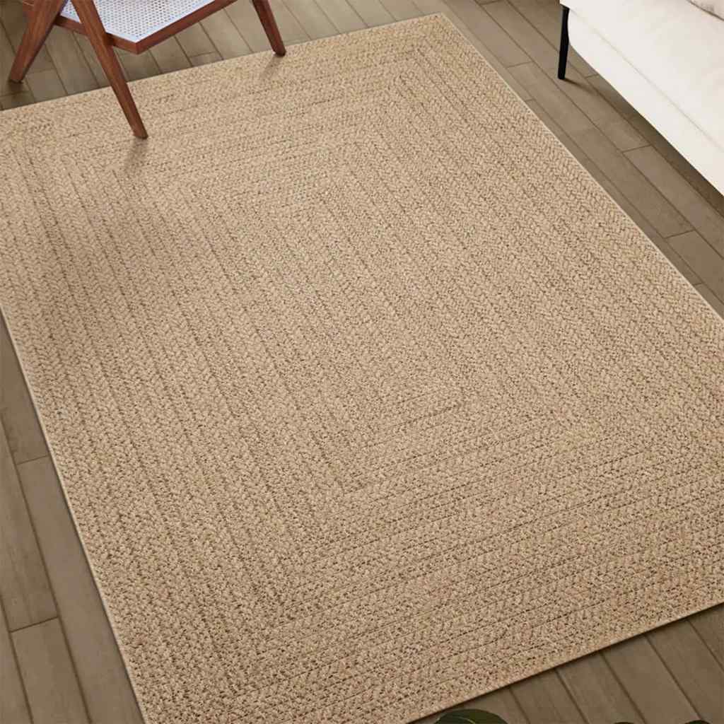 Teppe ZIZUR beige 200x200cm jute-utseende innendørs og utendørs