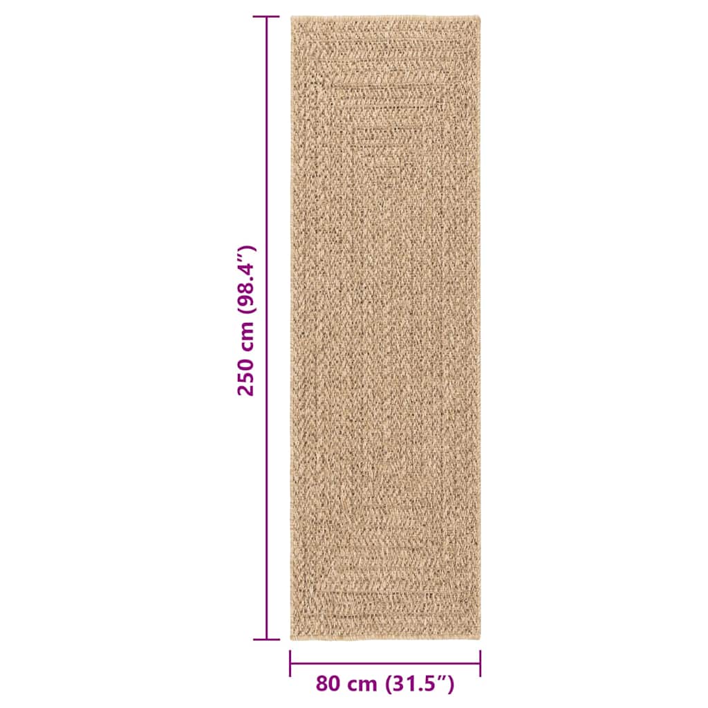 Teppe ZIZUR beige 200x200cm jute-utseende innendørs og utendørs